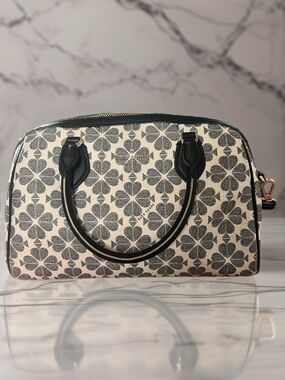 kate spade Black & White Floral Dome Satchel with Top Handles